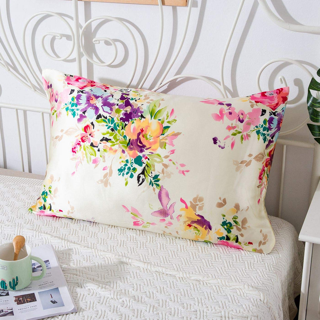 Printed silk deals pillowcase
