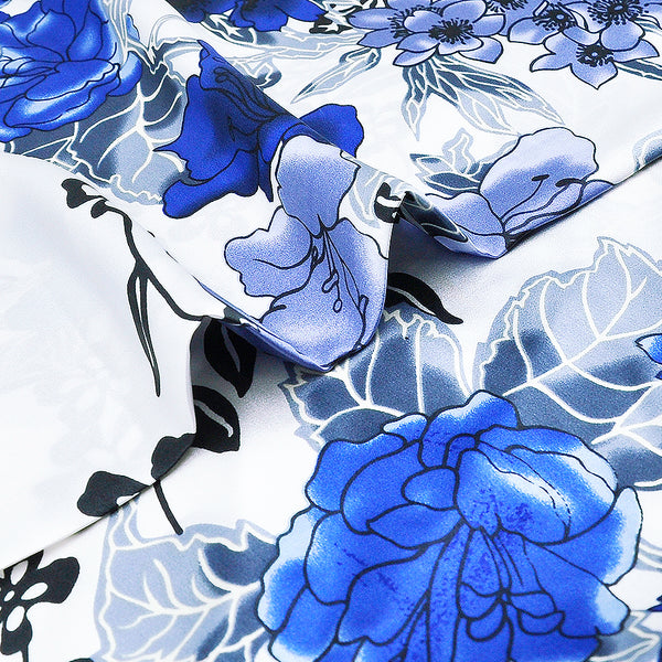 Olesilk Midnight Blue Printed Silk Pillowcase for Hair and Skin Blue Follower Printing with Hidden Zipper