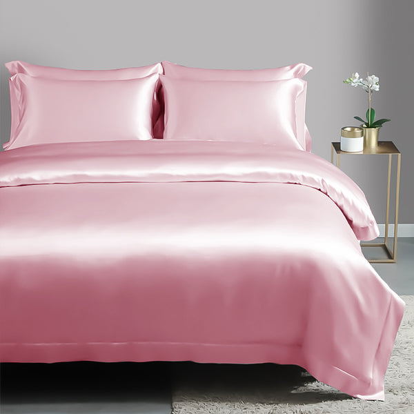 Olesilk 19 Momme 5 Pieces 100% Pure Mulberry Silk Bedding Set ( 1 Duvet Cover + 1 Flat Sheet + 1 Fitted Sheet + 2 Oxford Pillowcases)