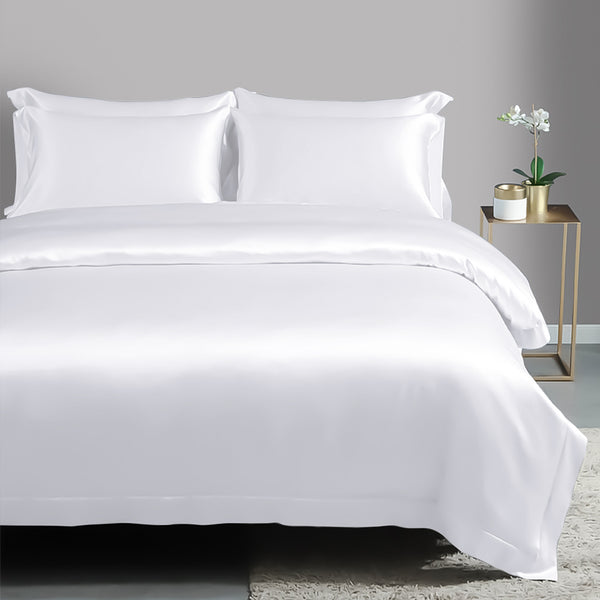 Olesilk 25 Momme 5 Pieces Silk Sheet Set 100% Pure Mulberry Silk Bedding Set ( 1 Duvet Cover + 1 Flat Sheet + 1 Fitted Sheet + 2 Oxford Pillowcases)
