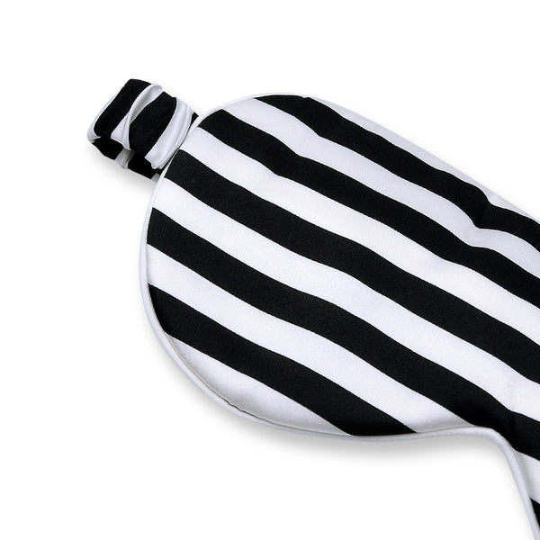Olesilk Silk Eye Mask Black Stripe Front with Double Layer Silk Filling