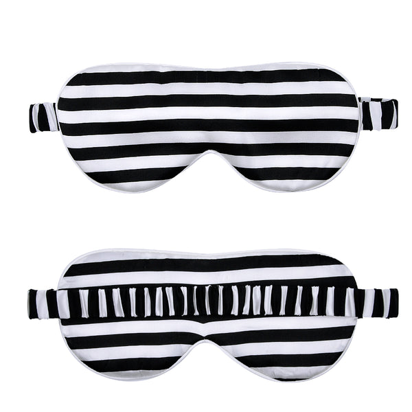Olesilk Silk Eye Mask Black Stripe Front with Double Layer Silk Filling