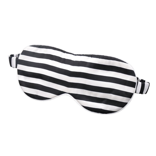 Olesilk Silk Eye Mask Black Stripe Front with Double Layer Silk Filling
