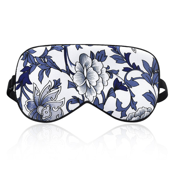 Olesilk Silk Eye Mask Blindfold with Double Layer Silk Filling & Blue and White Porcelain Print