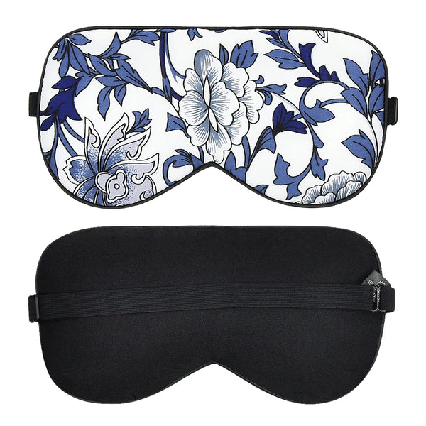 Olesilk Silk Eye Mask Blindfold with Double Layer Silk Filling & Blue and White Porcelain Print