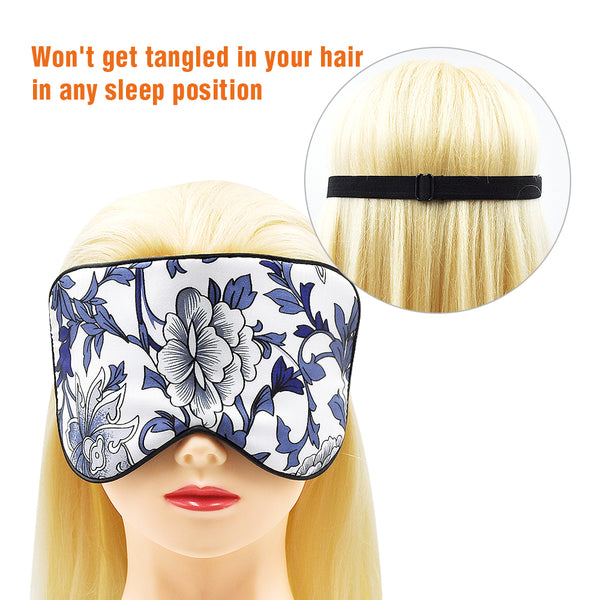 Olesilk Silk Eye Mask Blindfold with Double Layer Silk Filling & Blue and White Porcelain Print