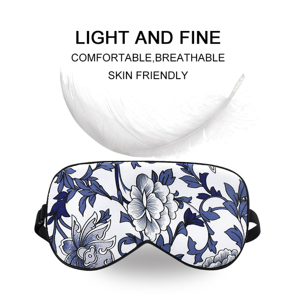 Olesilk Silk Eye Mask Blindfold with Double Layer Silk Filling & Blue and White Porcelain Print