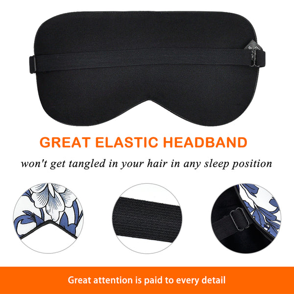 Olesilk Silk Eye Mask Blindfold with Double Layer Silk Filling & Blue and White Porcelain Print