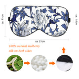 Olesilk Silk Eye Mask Blindfold with Double Layer Silk Filling & Blue and White Porcelain Print