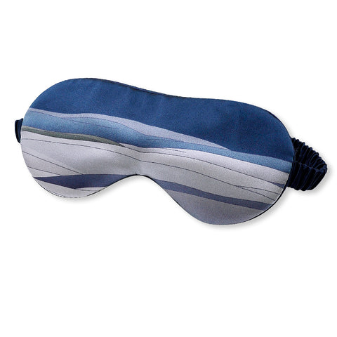 Olesilk Silk Eye Mask Blue Printing Front with Double Layer Silk Filling