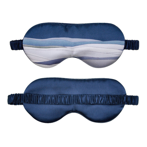 Olesilk Silk Eye Mask Blue Printing Front with Double Layer Silk Filling