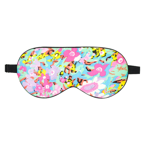 Olesilk Silk Eye Mask Colorful Floral Print with Double Layer Silk Filling