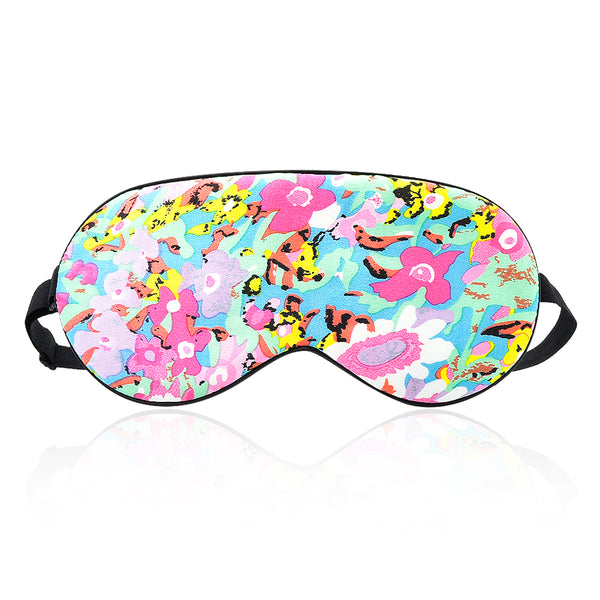 Olesilk Silk Eye Mask Colorful Floral Print with Double Layer Silk Filling