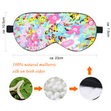 Olesilk Silk Eye Mask Colorful Floral Print with Double Layer Silk Filling