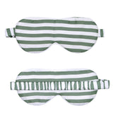 Olesilk Silk Eye Mask Green Stripe Front with Double Layer Silk Filling