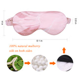 Olesilk Silk Eye Mask Pink Printing Front with Double Layer Silk Filling