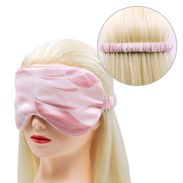 Olesilk Silk Eye Mask Pink Printing Front with Double Layer Silk Filling