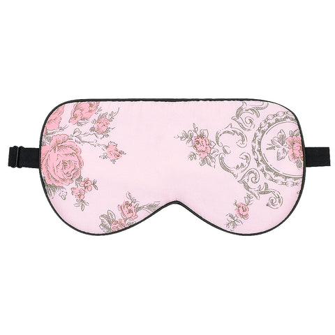 Olesilk Silk Eye Mask Pink Rose Flower Print with Double Layer Silk Filling