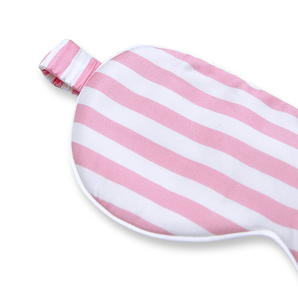 Olesilk Silk Eye Mask Pink Stripe Front with Double Layer Silk Filling