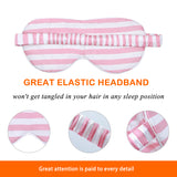 Olesilk Silk Eye Mask Pink Stripe Front with Double Layer Silk Filling