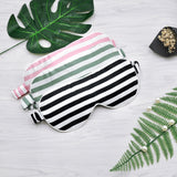 Olesilk Silk Eye Mask Pink Stripe Front with Double Layer Silk Filling