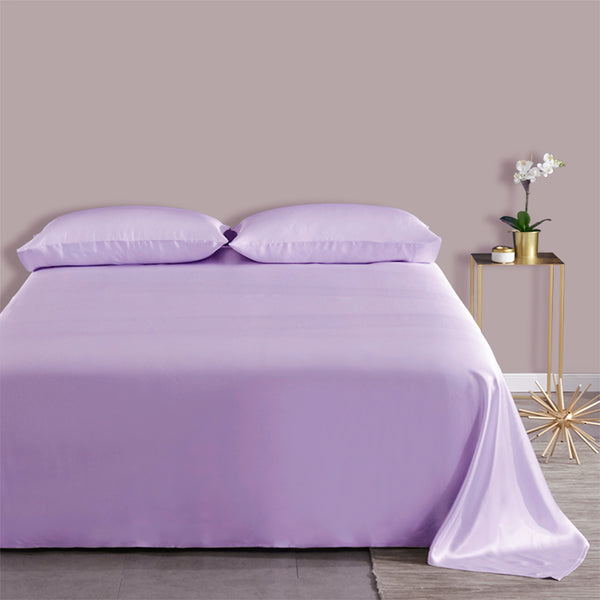 Olesilk 19 Momme 4 Piece Silk Sheet Set 100% Pure Mulberry Silk Bedding Set (1 Flat Sheet + 1 Fitted Sheet + 2 Oxford Pillowcases)