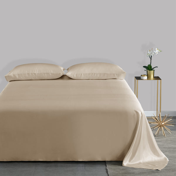Olesilk 22 Momme 3 Pieces 100% Pure Mulberry Silk Bedding Set  ( 1 Flat Sheet + 1 Fitted Sheet + 1 Oxford Pillowcase)