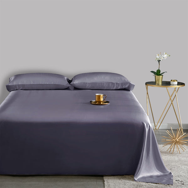 Olesilk 22 Momme 3 Pieces 100% Pure Mulberry Silk Bedding Set  ( 1 Flat Sheet + 1 Fitted Sheet + 1 Oxford Pillowcase)