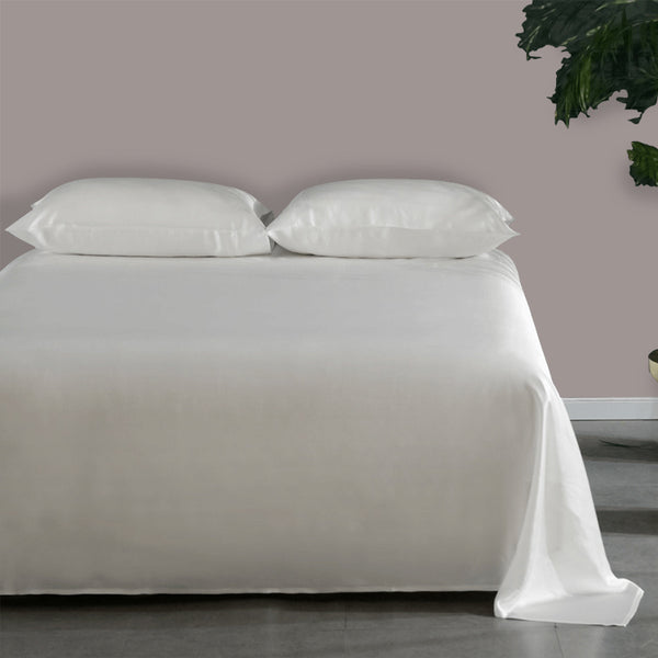 Olesilk 25 Momme 3 Pieces Silk Sheet Set 100% Pure Mulberry Silk Bedding Set  ( 1 Flat Sheet + 1 Fitted Sheet + 1 Oxford Pillowcase)