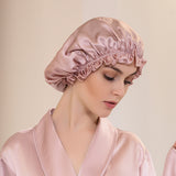 Olesilk 19 Momme Light Plum Silk Night Cap For Beautiful Hair With Flabala Detailing
