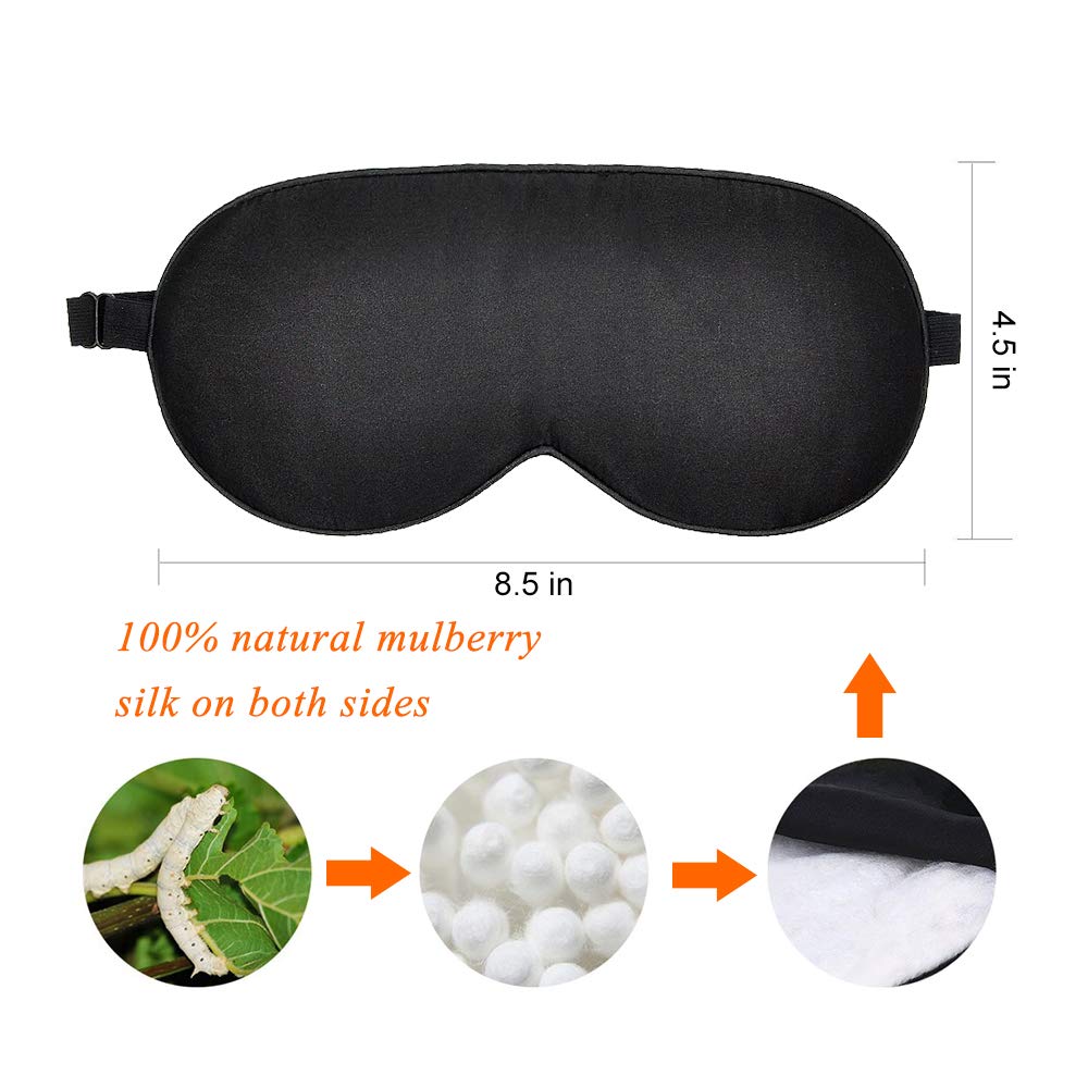 OLESILK Sleep Mask, 2 PACK 100% Natural Mulberry Silk Eye Mask for