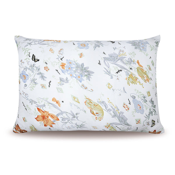 Olesilk Spring Story Printed Silk Pillowcase for Hair and Skin with Hidden Zipper With Follower & Butterfly Printing