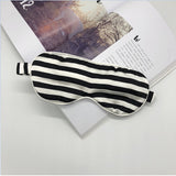 Olesilk Silk Eye Mask Black Stripe Front with Double Layer Silk Filling