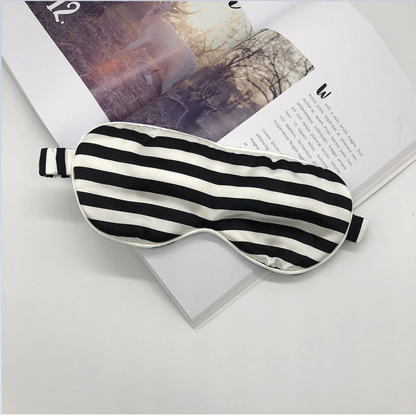 Olesilk Silk Eye Mask Black Stripe Front with Double Layer Silk Filling
