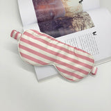 Olesilk Silk Eye Mask Pink Stripe Front with Double Layer Silk Filling