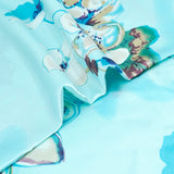 Olesilk Tranquil Garden Printed Silk Pillowcase for Hair and Skin Blue Printing with Hidden Zipper