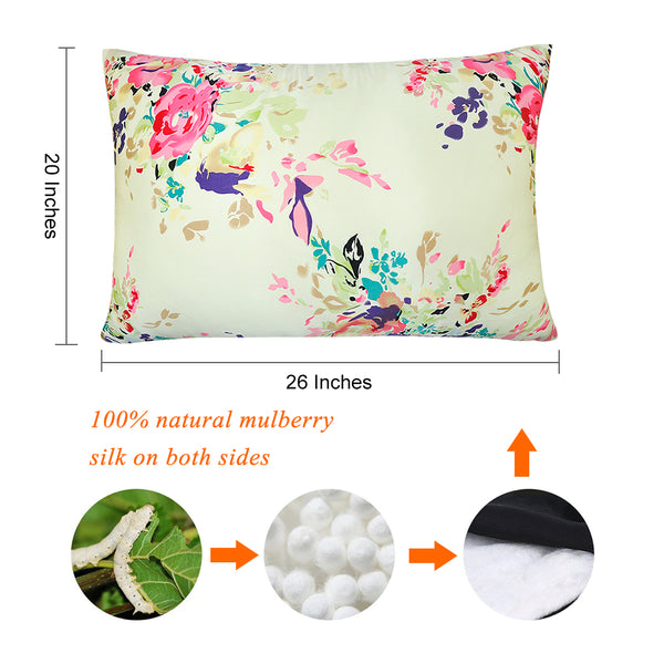 Olesilk Flower Printed Silk Pillowcase for Hair and Skin with Hidden Zipper